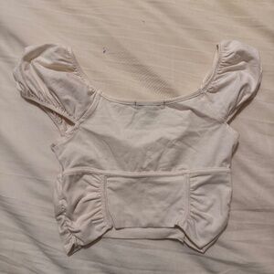 White cropped short-sleeve top